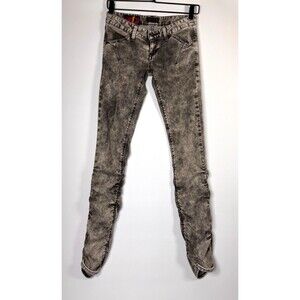 No  Absolutely Authentic Jeans Small Gray Acid Wash Skinny Stretch Ruched 90s